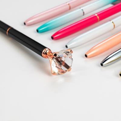 China Personalized Diamond Crystal Metal Ballpoint Pen for Gift 2.5g 0.35mm Writing Width for sale