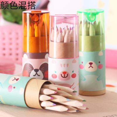 China Bleistift 12 farbige Bleistifte mit Topper-Schärferröhre Verpackung Farbiger Holz Bleistift zu verkaufen