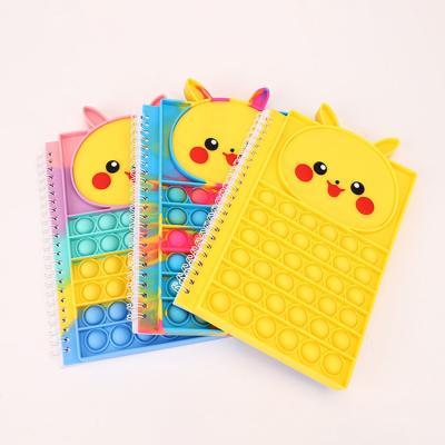 China Popular A5 Cute Animal Pattern Silicone Colorful Sensory Push Bubble Fidget Pop Notebook For Children for sale