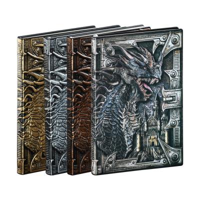 China A5 Size Embossed Leather Writing Notebook Hardcover Gift Journal 3d Antique Dragon for sale