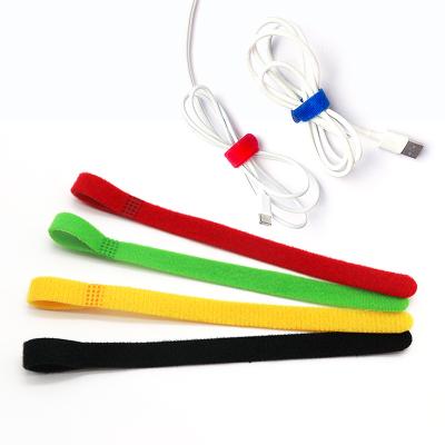 China Self-adhesive Nylon P-type Tape Fastener Hook and Loop Strap Cable Tie and Data Self-adhesive Loop Strap for sale