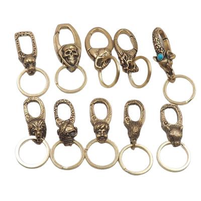 China Antique Custom Color Key Chain Fashion Solid Brass Clasps Key Chain Metal Lobster Clasp Clasps for sale