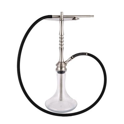 China Customized Single Hole Fancy Healthy Smoking Glass Shisha Hookah Fashion Design High End Transparent Silver Metal Tube Stainless Steel for sale