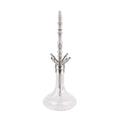 China Customized Clear Glass Four-Hole Fancy Healthy Smoking SHISHA 61cm High End Fashion Design Stainless Steel Sliver Hookah for sale