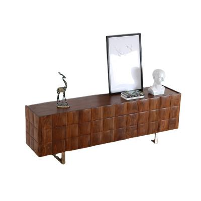 China Red Oak Extendable TV Cabinet Black Walnut Wood TV Console Stand Cabinet With Drawer for sale