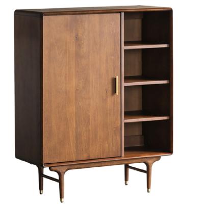 China Nordic Style Furniture Shoe Storage Cabinet Living Room Walnut Functional Solid Wood Shoe Cabinet for sale