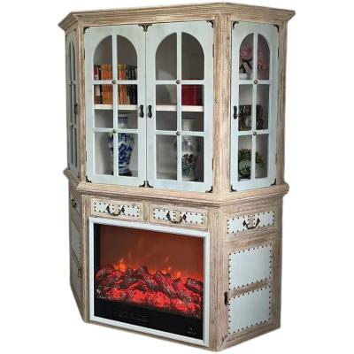 China Oriental Retro Beauty Solid Wood Wall Cabinets Country Fireplace Stove for sale