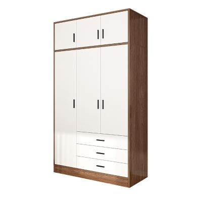 China Expandable Economic Simple Indoor Furniture Metal Wardrobe Bedroom Chipboard Wood Wardrobe for sale