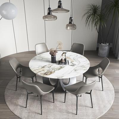 China Large Convertible Modern Marble Top Dining Table With 10 Seater Round Stainless Steel Frame Dining Table for sale