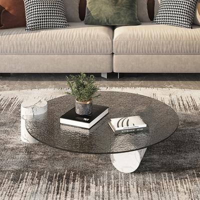 China Customizable Designer Modern Luxury Home Furniture Italy Natural Marble Glass Top Transparent Glass Coffee Table for sale