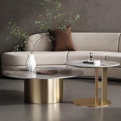 China Customizable minimalistic designed simple metal living room furniture stone centerpiece clarity stainless steel top coffee table for sale