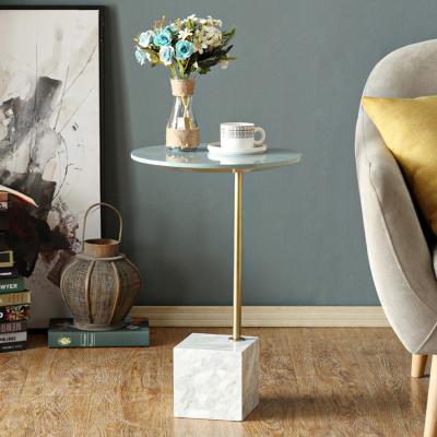 China Customizable Modern Minimalist Small Round Metal Sofa Side Table Side Table Living Room Stone Gold Furniture Clumped Movable Table for sale