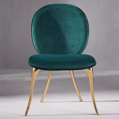 China Italian luxury convertible household creative pure copper metal retro light chair high-grade backrest dining chair for sale