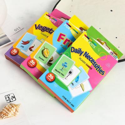 China Custom Educational Daily Fruit Vegetable Necessities Flash Card Paper Sets For Students for sale