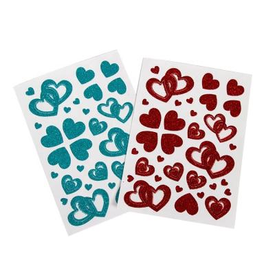 China Cartoon Sticker Guaranteed Quality Appropriate Price Custom Die Cut Decorative Printing Heart Glitter Blue Red Sticker for sale