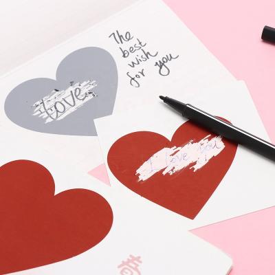 China Scratch Off DIY Diary Notebook Scratch Gold Ribbon Pink Heart Sticker for sale