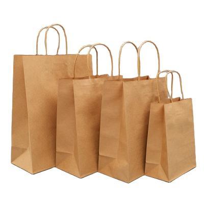 China Recyclable Custom Logo Blank White Brown Gift Kraft Paper Bag With Handle for sale