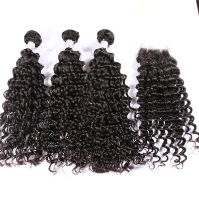 China Wholesale Deep Wave Virgin Brazilian Human Hair Weave With Closure for sale