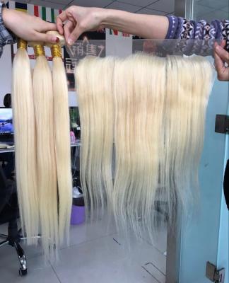 China Straight and body wave within 24 hours shipping high quality virgin blonde hair bundles, also matching closure&frontal available for sale