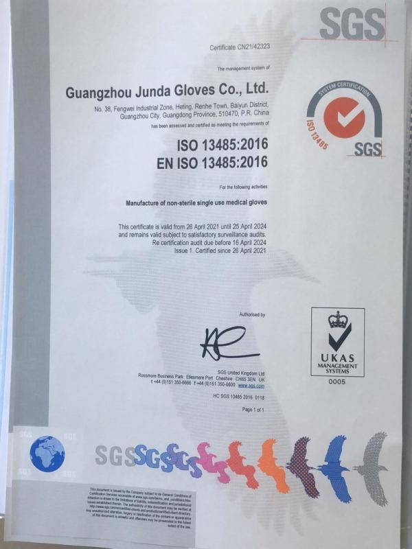 ISO13485 - Guangzhou Junda Gloves Co., Ltd.