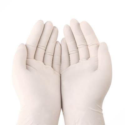 China Anti-Slip Customizable Disposable Waterproof White Touch Screen Latex Gloves Powder Free Gloves for sale