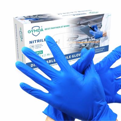 China Hot Selling Disposable Nitrile Gloves Blue Powder Free Gloves Non-Medical High Quality Anti-Slip Nitrile Free Gloves for sale