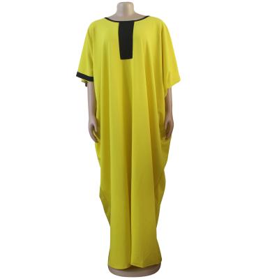 China Modest Dress Simple Arab Abaya Maxi Dress Yellow Muslim Dress Batwing Bahrain Abaya Jalabiya Abaya Maxi Dress SIPO for sale