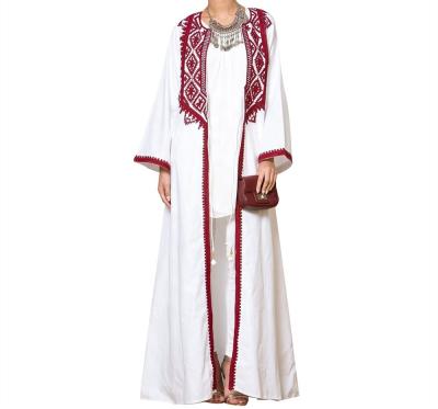 China Moroccan Fabulous Abaya Robes Dubai Kimono Muslim Kaftan Long Sleeve Abaya Dress For Islamic Clothing White Open Abaya for sale