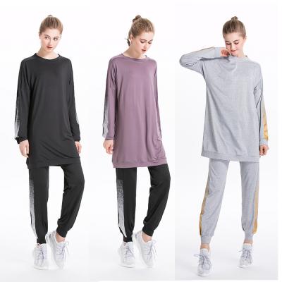 China SIPO Sweatshirt Sweatpants Two Piece Set Sportswear Muslim Cotton Viable Women Sweatpants Wear Long Sleeve Arab Clothing Plus Size for sale