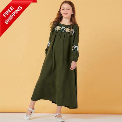 China Wholesale Abaya Dress Kids Long Sleeve Girls' Abaya Dress Turkish Embroidered Muslim Long Sleeve Muslim Casual Outfits For Islamic Clothing for sale