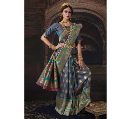 China Indian Saree SIPO Indian Wedding Saree Women Girls Women Sari Banarsi Silk Printed Indian Latest Party Saree for sale