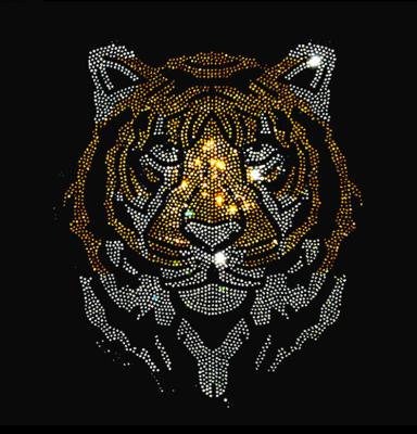 China Small Batch Personalization Rhinestone Transfer Custom Crystal Tiger Brand Logo Heat Transfer Iron On Patch For T-Shirt Dry Bordado for sale