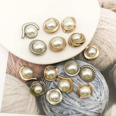 China Women's Coat Buttons Metal Pearl Brass Pleated Button Nickel Free Customized Metallic Botones For Garment for sale