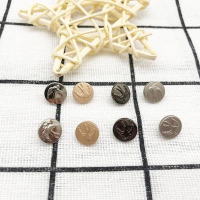 China Brand Custom Clothes Metal Dome Logo Nickel Free Engraved Leg Button For Coat for sale