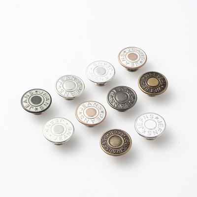 China Nickel Free Antique Brass Embossed Denim Jean Buttons Logo 17mm Jean Button Custom Designer Metal Branding for sale