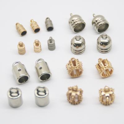 China Customized nickel free mask gold alloy metal cord rope end stopper for swimwear for sale