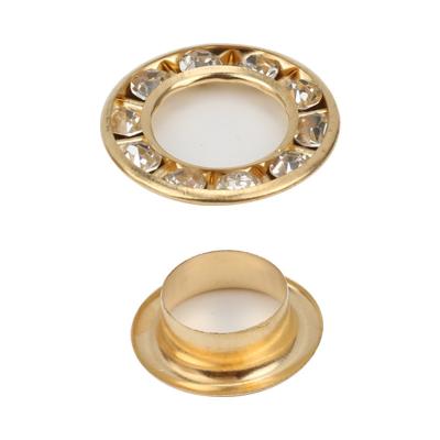 China Wholesale Customized Metal Nickel Free Ring Rhinestone Decorated Eyelet Size With Crystal Stone for sale