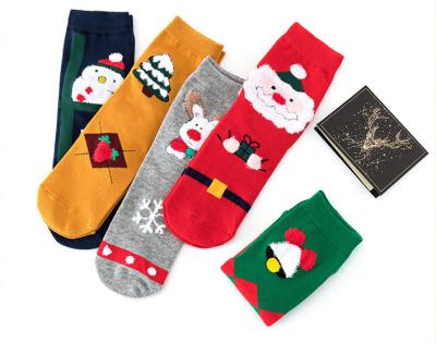 China Wholesale Winter Sporty Printing 5 Pair Per Custom Women's Sock Gift Box Christmas Themed Socks Happy Christmas Scrambled for sale