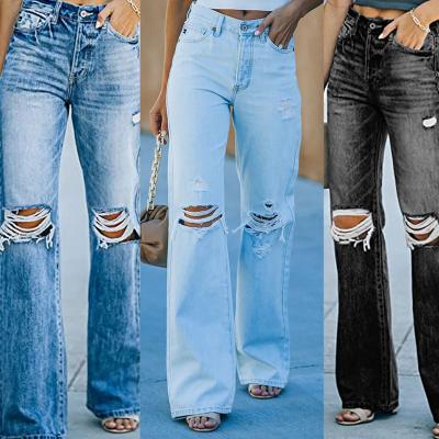 China Sustainable New Arrival SS8126 Loose Stretch Ripped Crazy Jeans Woman Jeans For Summer Autumn Time Ladies Pants 2021 for sale