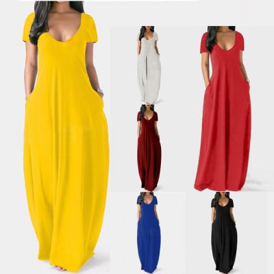 China 2021 New Summer Design Women 5XL Anti-Static Solid Colors Dress Oversized Designer Short Sleeve Clothes for sale