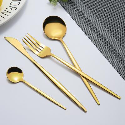 China Wholesale 410 Stainless Steel Flatware Set Hotel Wedding Cutlery Viable Golden Set for sale