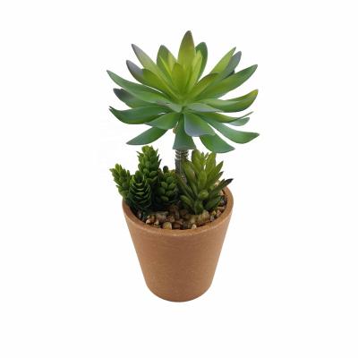 China Z2040 Minimalist Indoor Potted Flowers Imitating Lotus Plant Bonsai Plants With Pottery Clay Pot Green for sale