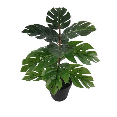 China Contemporary hot sale YHE859-890-1 simulation tortoise back leaf plant potted artificial green leaf shrub office and home decor for sale