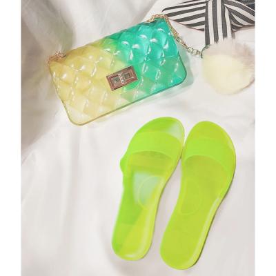 China 2021 Fashion Trend Hot Sale Women's Jelly Shoes Summer And Bags Slip On Soft Unique Clear Beach Slippers Ladies Outside Sandals for sale