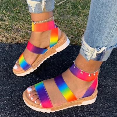 China High Quality Open Toe Thread Platform Casual Sandals Ladies Slip On Shoe Thick Bottom Flat Sandals Usb Women for sale