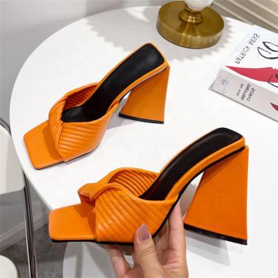 China Wholesale Anti-Smell Summer Women's Thick-Soled Mules Ladies High Heeled Adjust Toe Sandals Slip On Block Heel for sale