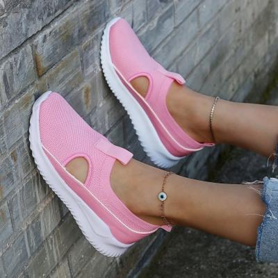 China 2021 New Arrival Anti-skid Women Cut Out Slip On Round Toe Mesh Comfortable Flats Ladies Soft Sole Loafers Casual Shoes for sale