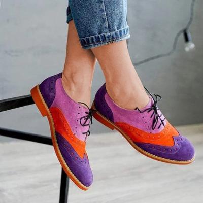 China Women's Casual Oxfords Flats Oxford Shoes Woman PU Sneakers Ladies Vintage Leather Anti-Slip Brogues Wholesale For Women Shoes for sale