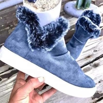 China Other 2020 Winter Ladies Casual Fur Closed Toe Snow Flat Heel Boots Suede Loafers Slip On Other Sneakers for sale