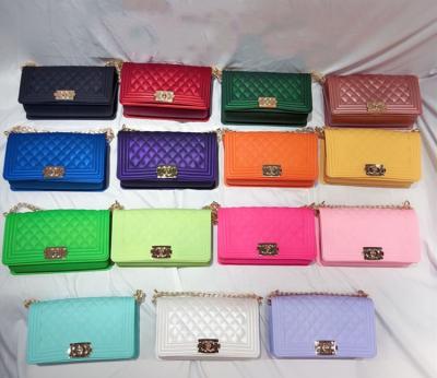 China 2021 New PVC Fashion Women's Jelly Chain Bag Women Rainbow PVC Ladies Bag Shoulder Bag Handbag for sale